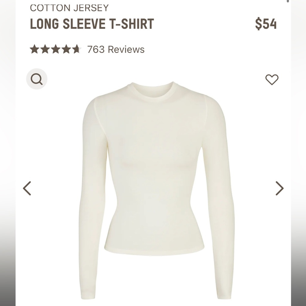 Skims Cotton Jersey long sleeve bone NWT